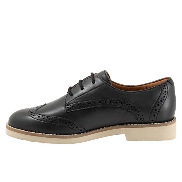 Willett Black Leather Wedge Oxford Lace Up Shoes