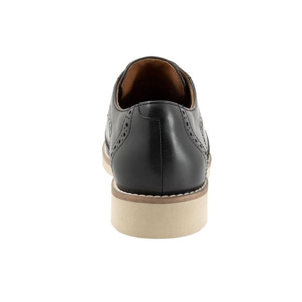 Willett Black Leather Wedge Oxford Lace Up Shoes