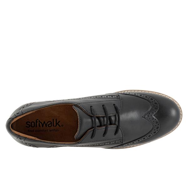 Willett Black Leather Wedge Oxford Lace Up Shoes