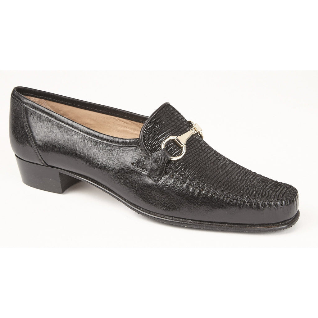 Clarice Black Leather Slip-on Moccasin Shoes