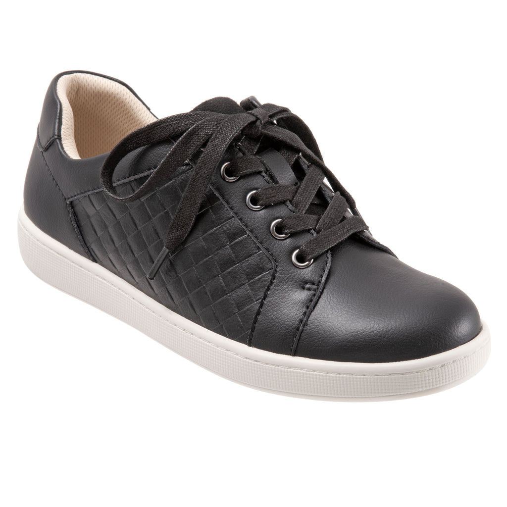 Adore Black Quilted Leather Lace-up Casuals