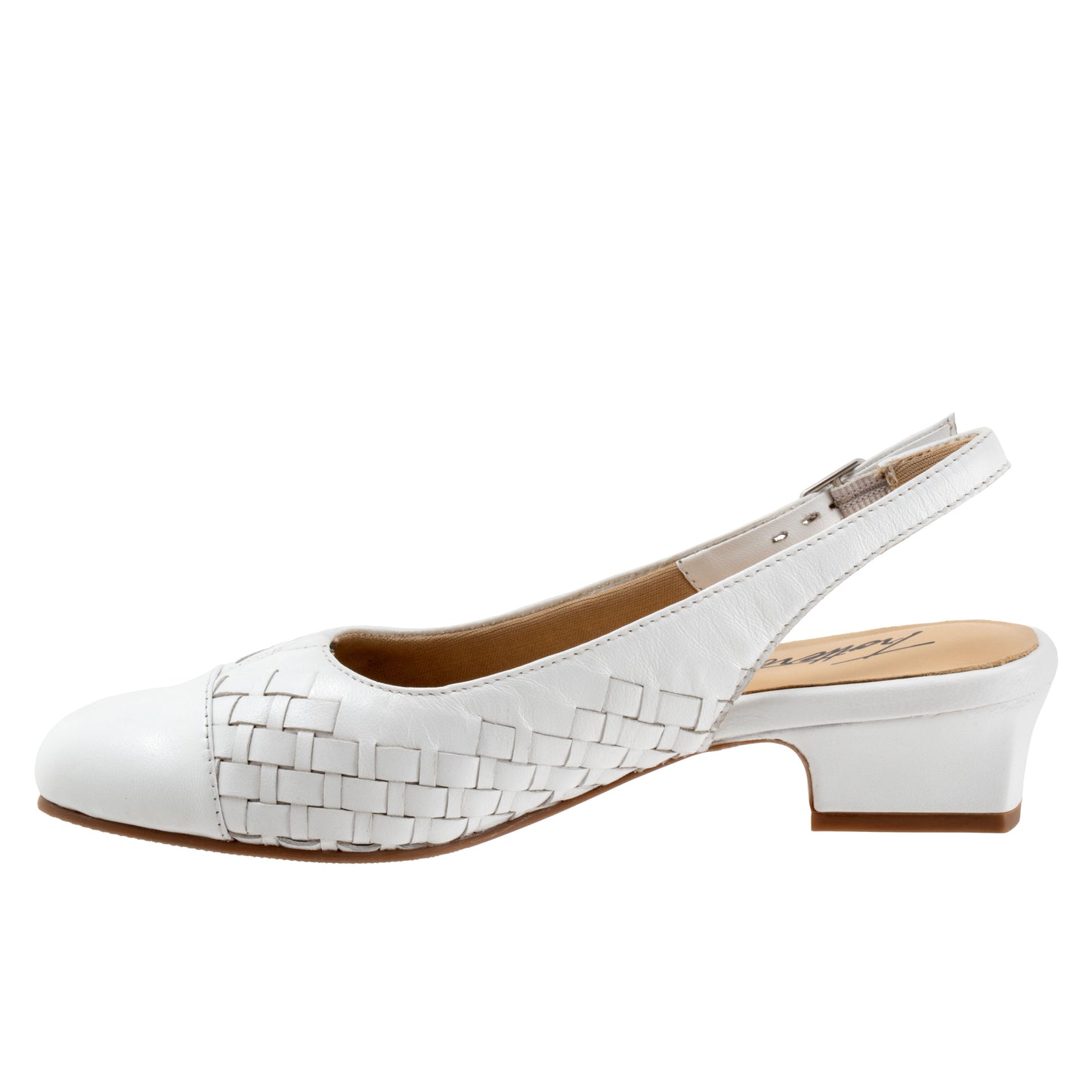 Dea Woven Sling-back White Low Heeled Dress Shoes