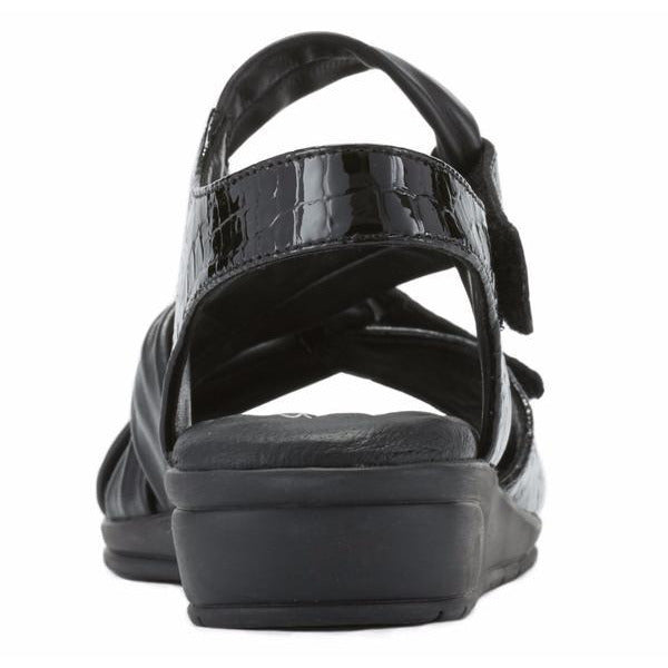 Valerie Black Baby Gator Print Wedge Sandals