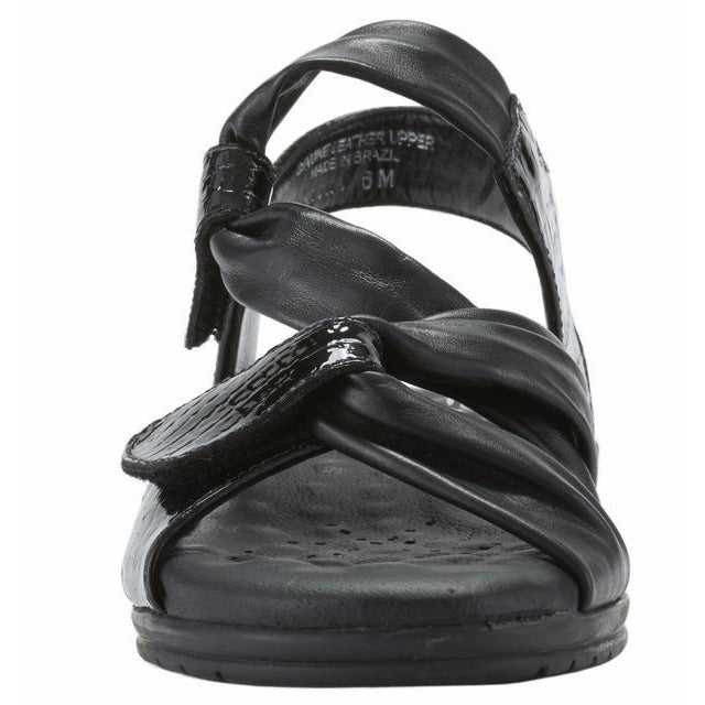 Valerie Black Baby Gator Print Wedge Sandals