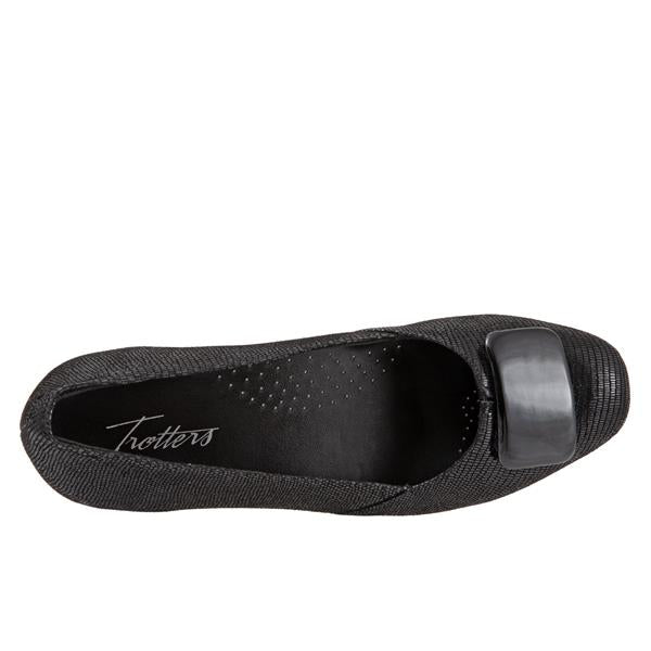 Delse Black Combo Lizard Low Heeled Shoes