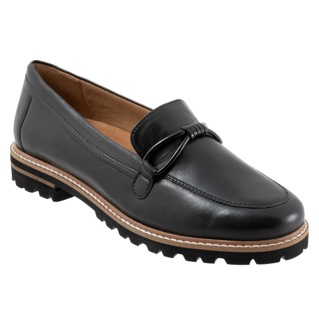 Fiora Black Leather Loafer Shoes