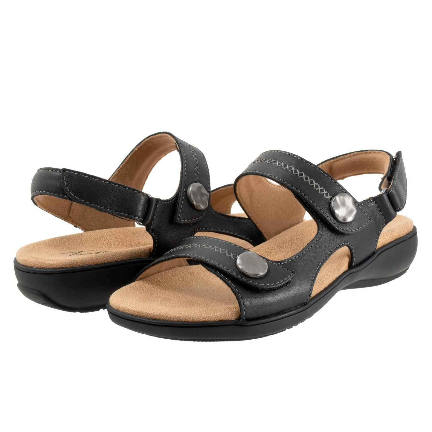 Romi Stitch Black Sandals