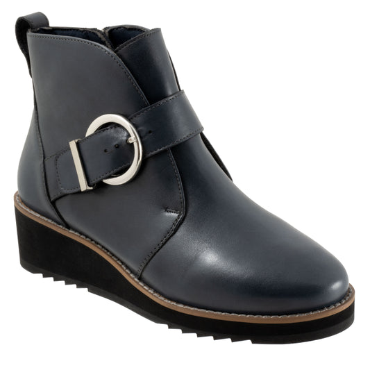 Wendi Navy Wedge Ankle Boots