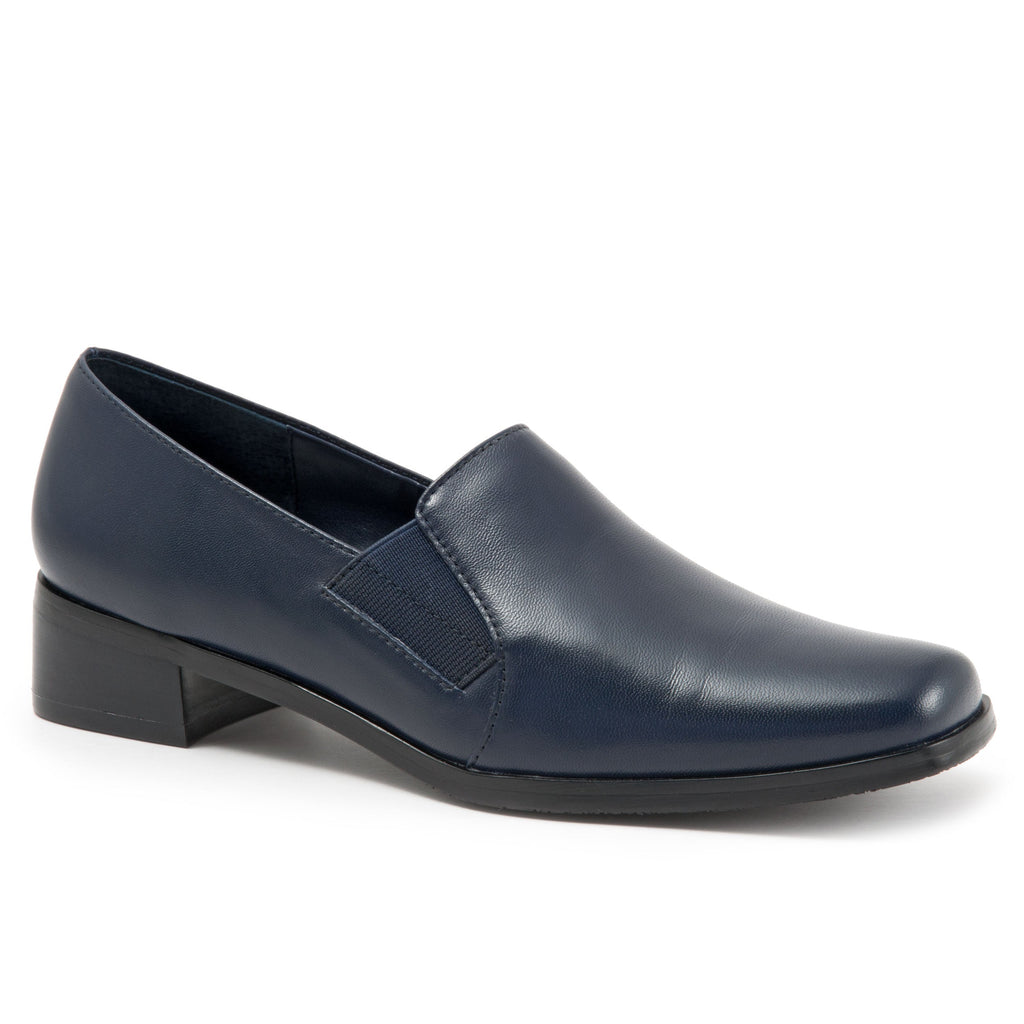 Ash Leather Navy Slip On Shoes