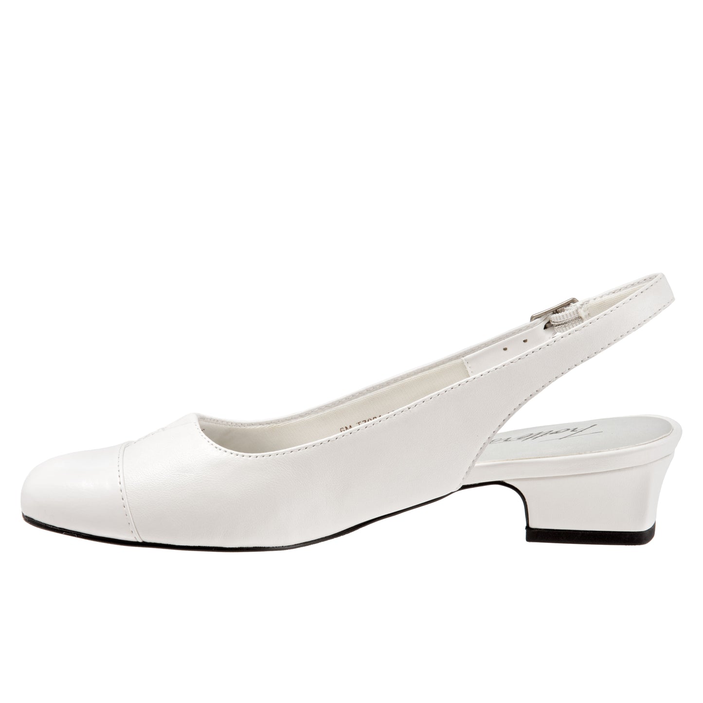 Dea White Sling-back Low Heeled Dress Shoes
