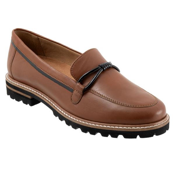 Fiora Luggage Leather Loafer Shoes
