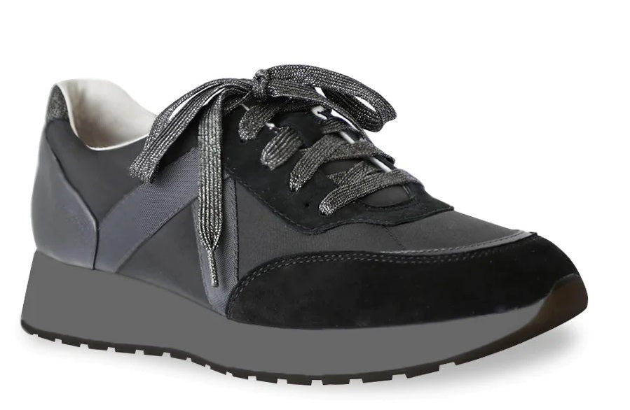 Piper Black Suede and Fabric Casual Shoes