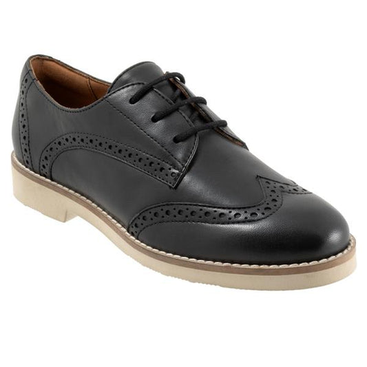 Willett Black Leather Wedge Oxford Lace Up Shoes