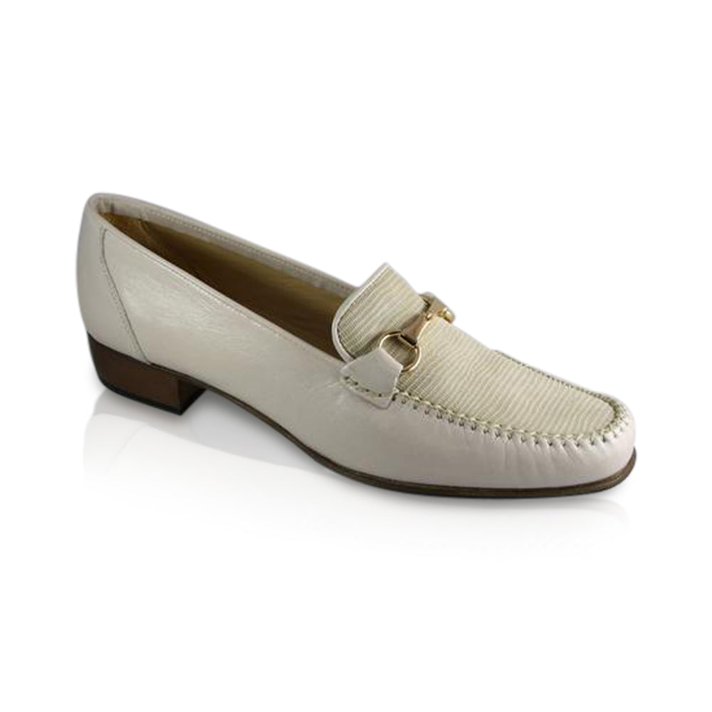 Clarice Bone Leather Slip-on Moccasin Shoes