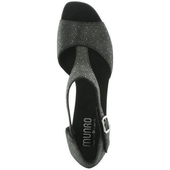 Violet Black T-Strap Medium Heeled Sandals