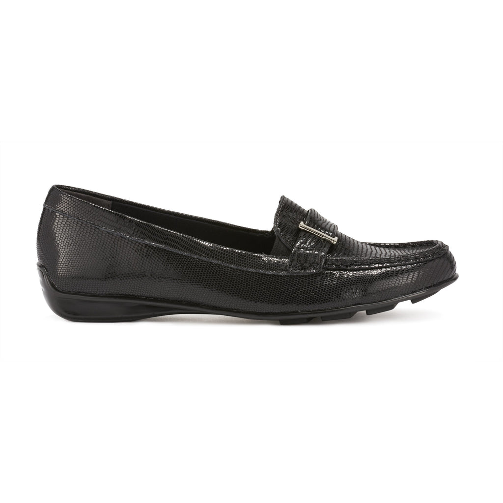 March Black Patent Lizard Loafers