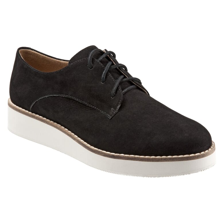 Willis 001 Black Nubuck Oxford with White sole Lace Up Shoes