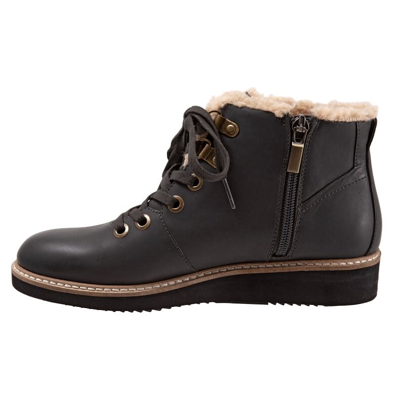 Wilcox Charcoal Lace up Ankle Boots with side zip