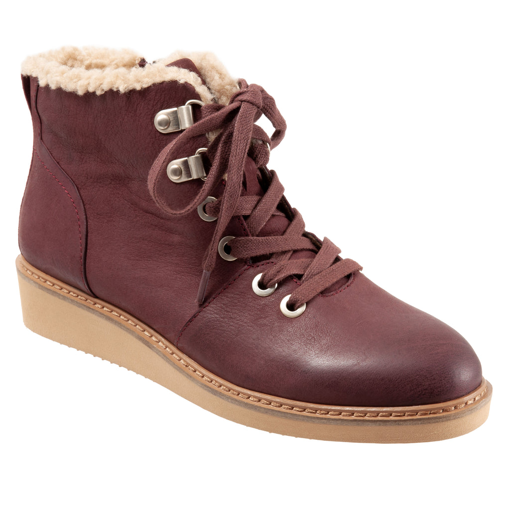 Wilcox Wine Lace up Ankle Boots with side zip