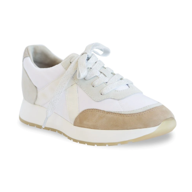 Piper White Suede and Fabric Casual Shoes