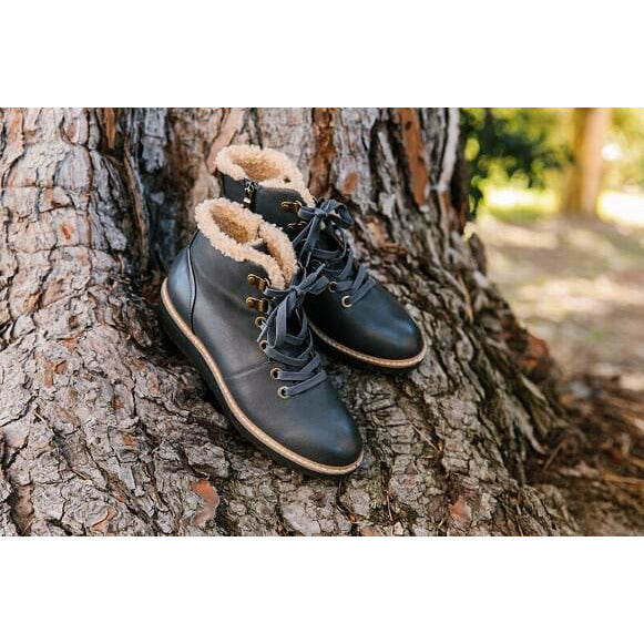 Wilcox Charcoal Lace up Ankle Boots with side zip