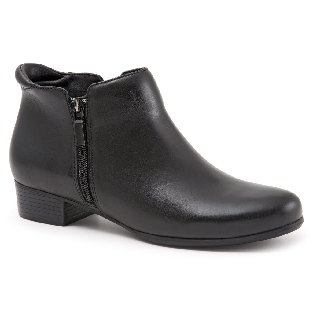 Major Black Leather with Side Zip Ankle Boots
