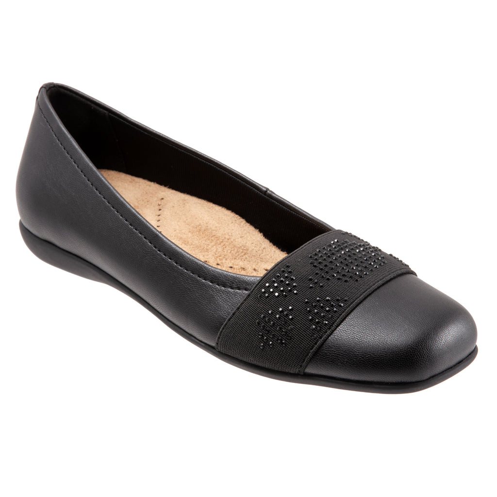 Samantha 030 Black Gem Ballet Flat Shoes