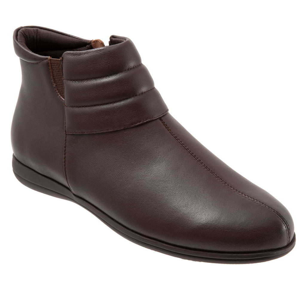 Dory Dark Brown Leather Side Zip Ankle Boots LIMITED STOCK