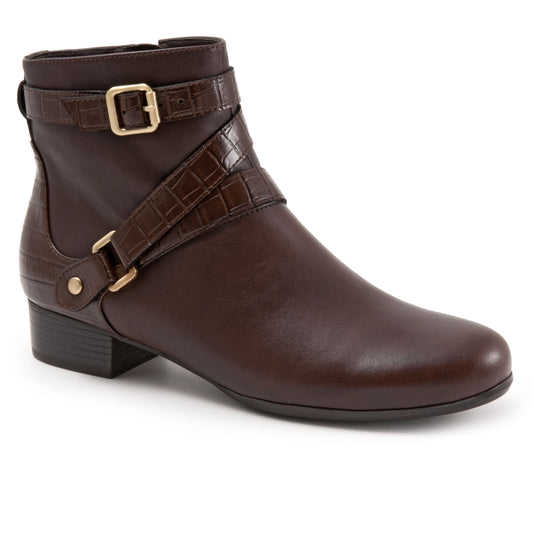 Mika Brown Leather Side Zip Ankle Boots LIMITED STOCK
