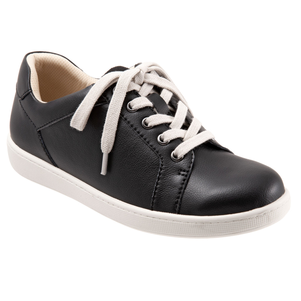 Adore Black Leather Lace-up Casuals