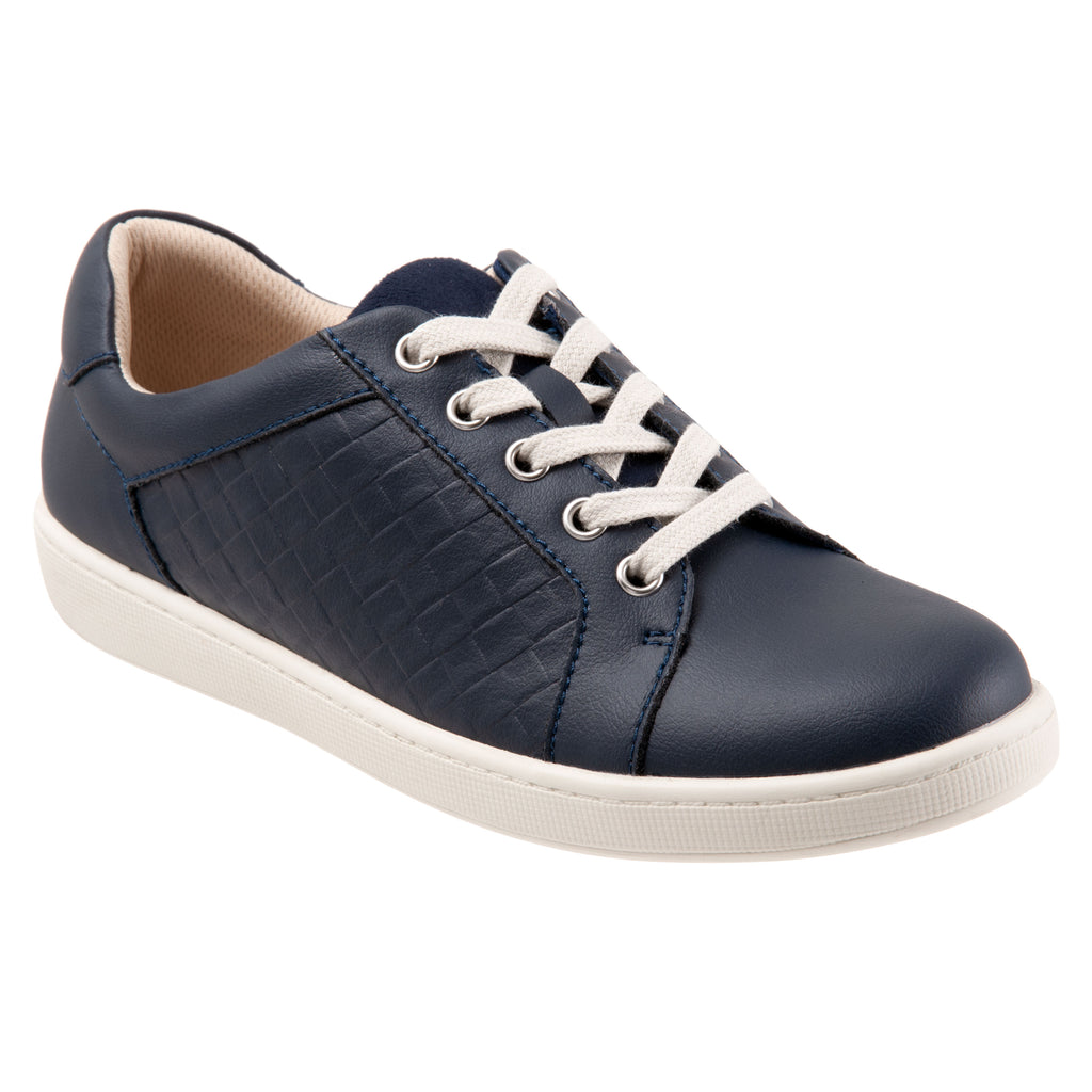 Adore Navy Quilted Leather Lace-up Casuals