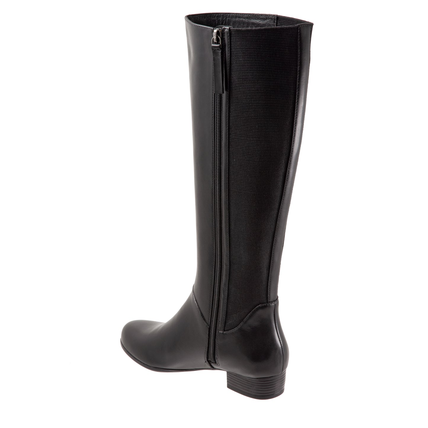 Misty Black Leather Long Boots