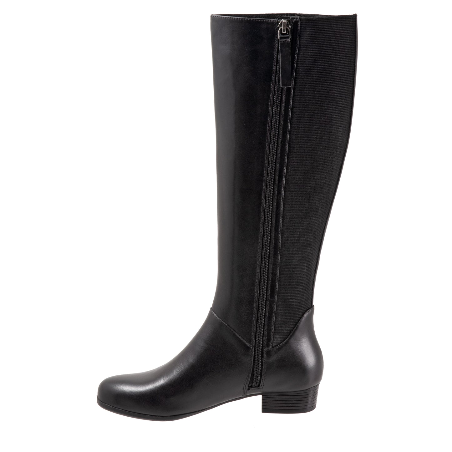 Misty Black Leather Long Boots
