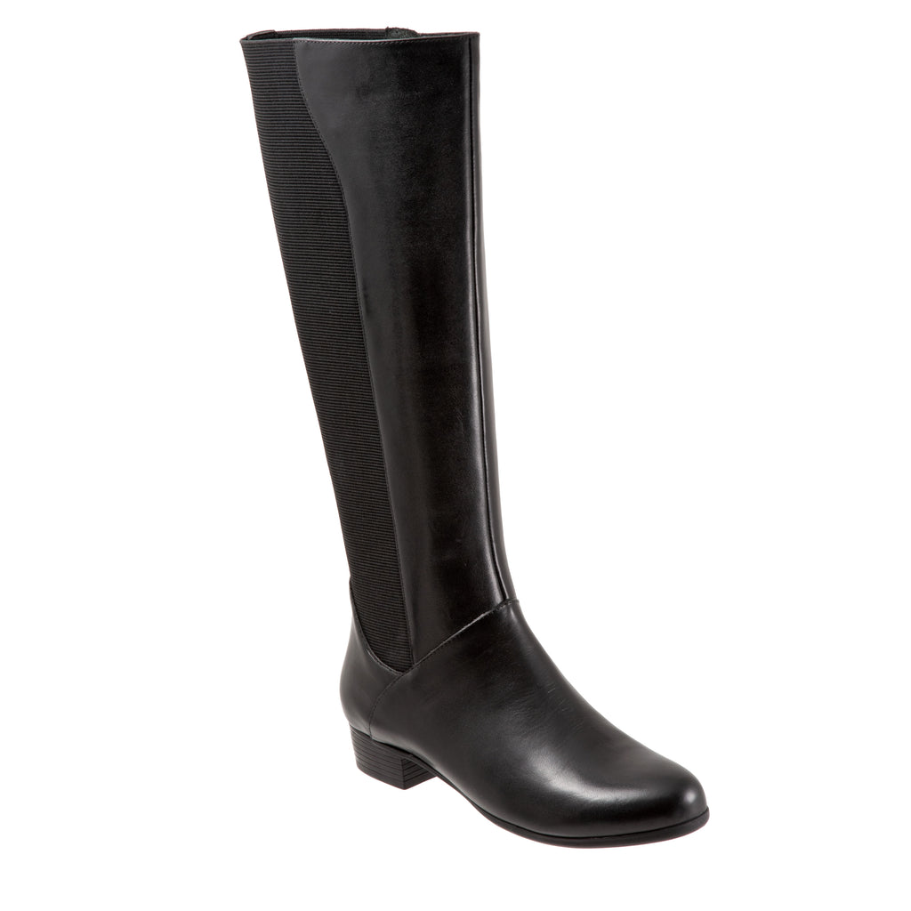 Misty Black Leather Long Boots
