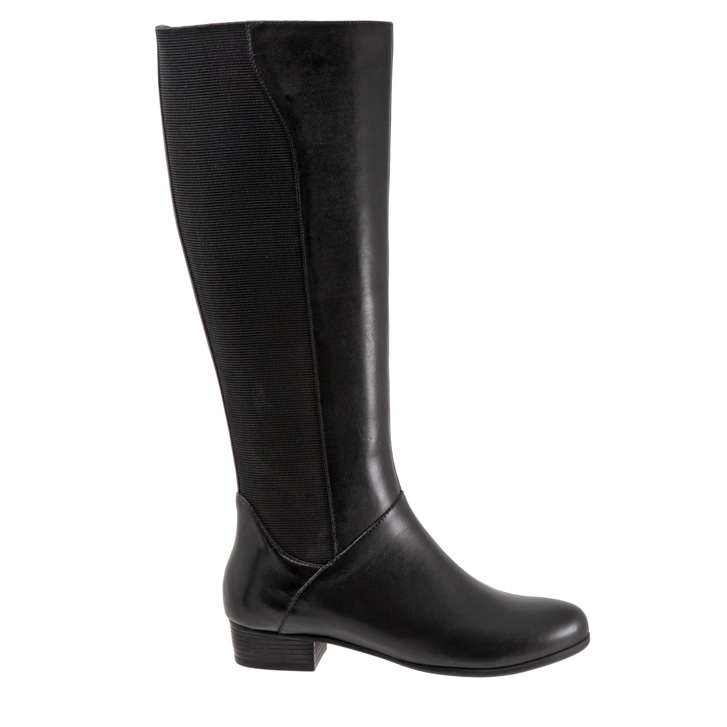 Misty Black Leather Long Boots