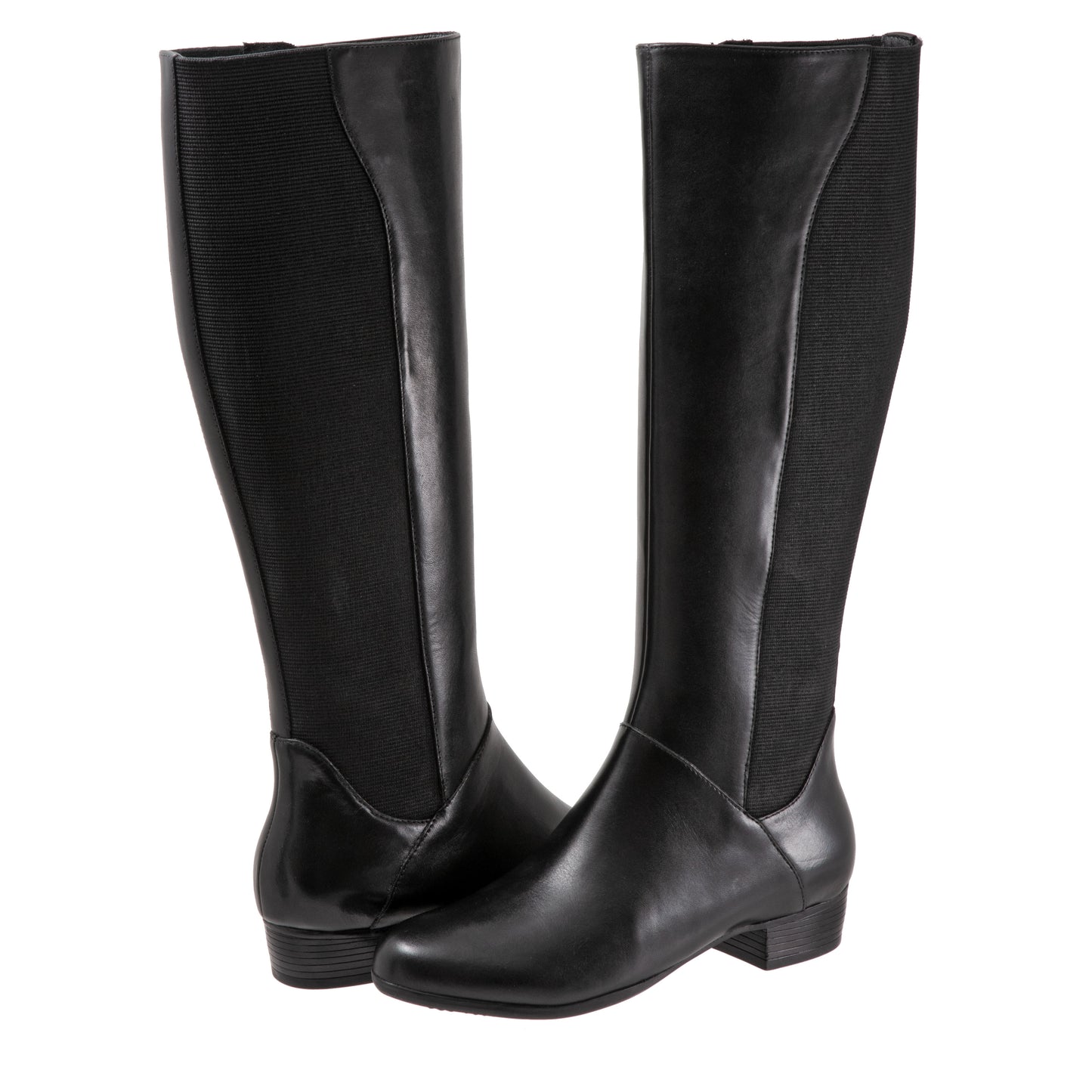 Misty Black Leather Long Boots