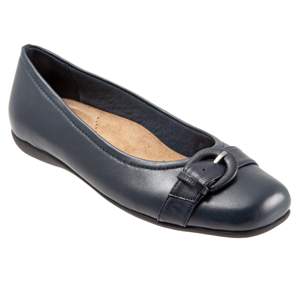 Sylvia Navy Leather Slip-ons - Size 10.5 AA only