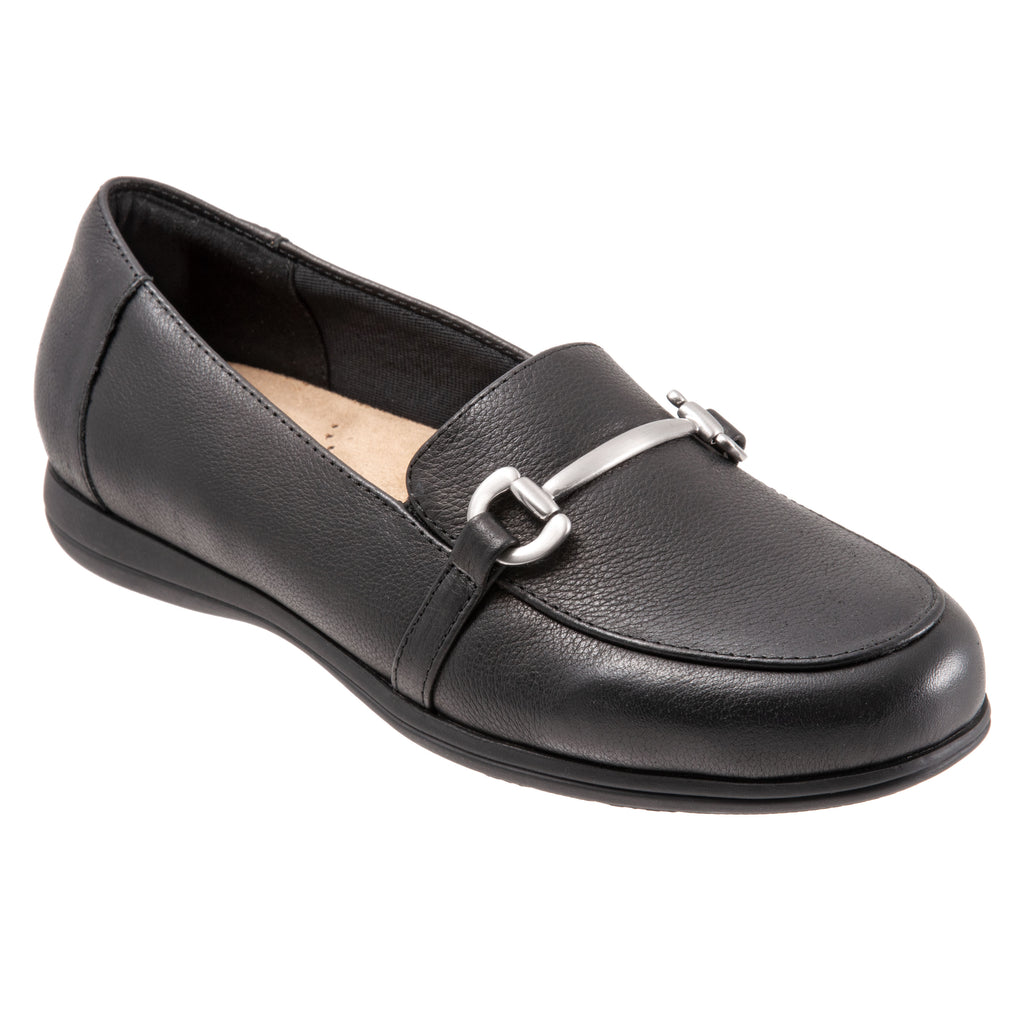 Donelle Black Leather Loafer Shoes