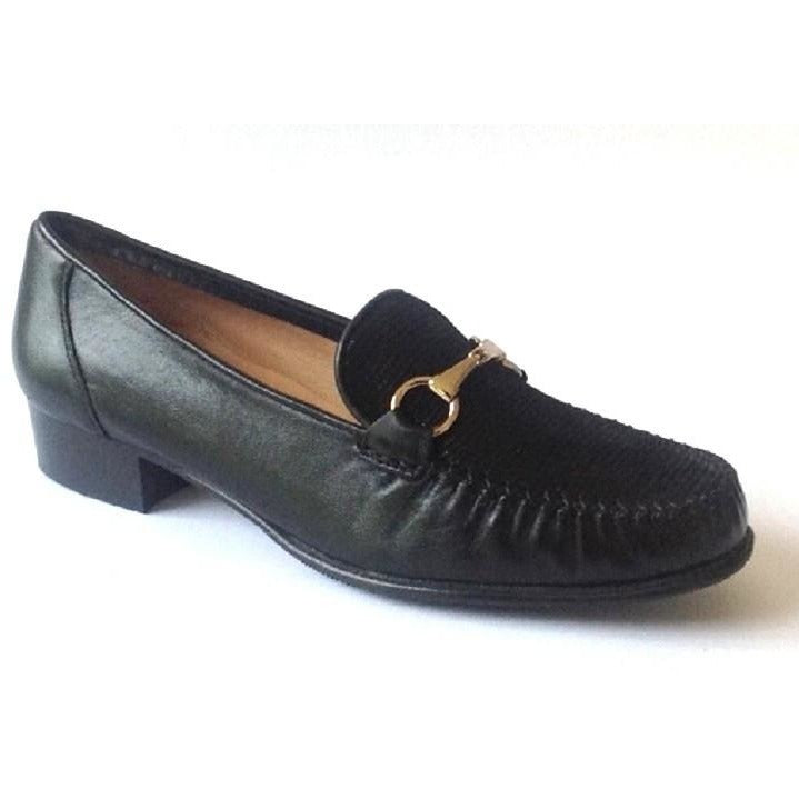 Clarice Navy Leather Slip-on Moccasin Shoes