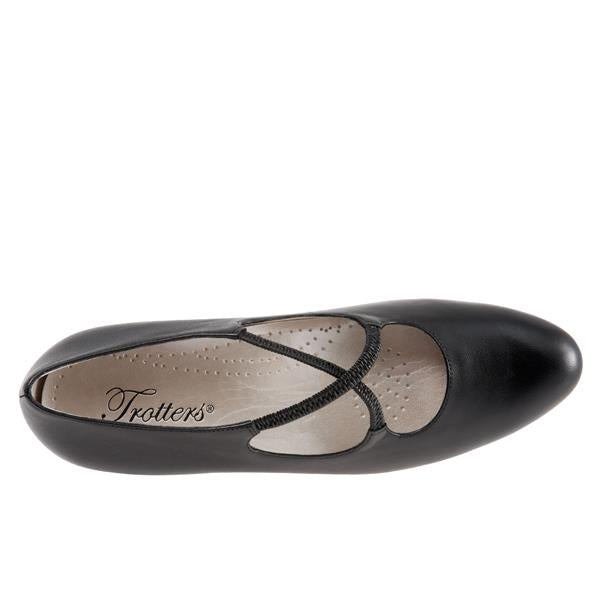 Jamie Black Leather with stretch cross-over straps